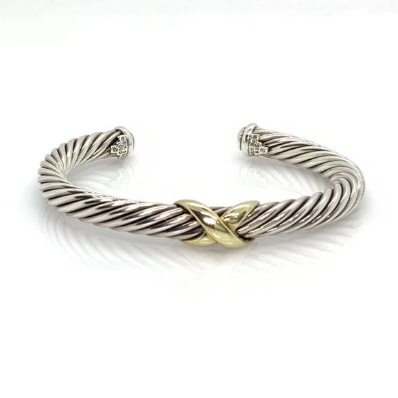 David Yurman Jewelry - David Yurman 925 & 14k Gold 7mm X cable Bracelet